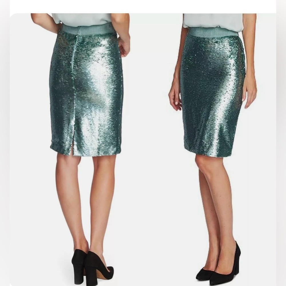 EUC Vince Camuto Sz 8 aquamarine sequin pencil skirt (worn 1 time)